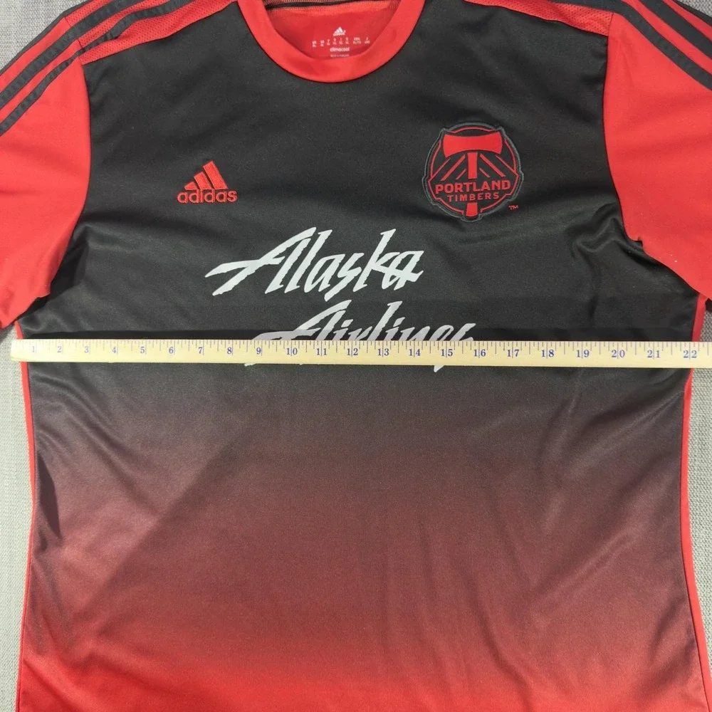 Portland Timbers Jersey Mens XL Red MLS Soccer Adidas ClimaCool Alaska Airlines